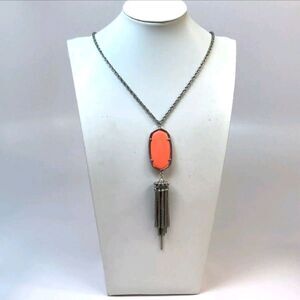 Designer Kendra Scott Silver-Tone Rayne Tassel Pendant Necklace